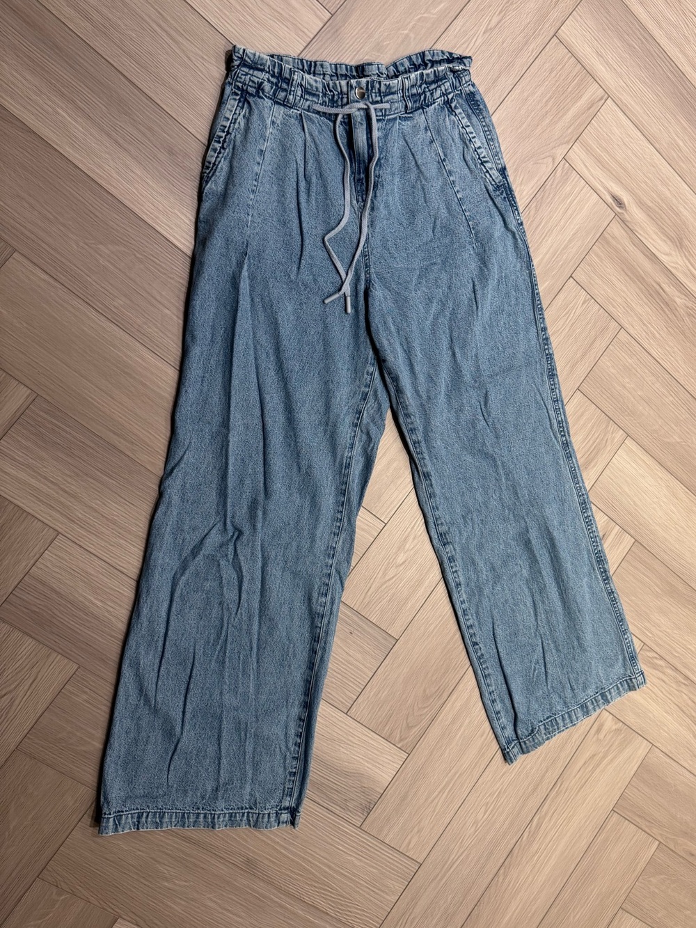 River Island Relaxed Light Blue Drawstring Jeans